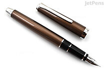 Pilot Metal Falcon Fountain Pen - Brown - Rhodium Trim - 14k Soft Fine Nib - PILOT 60572